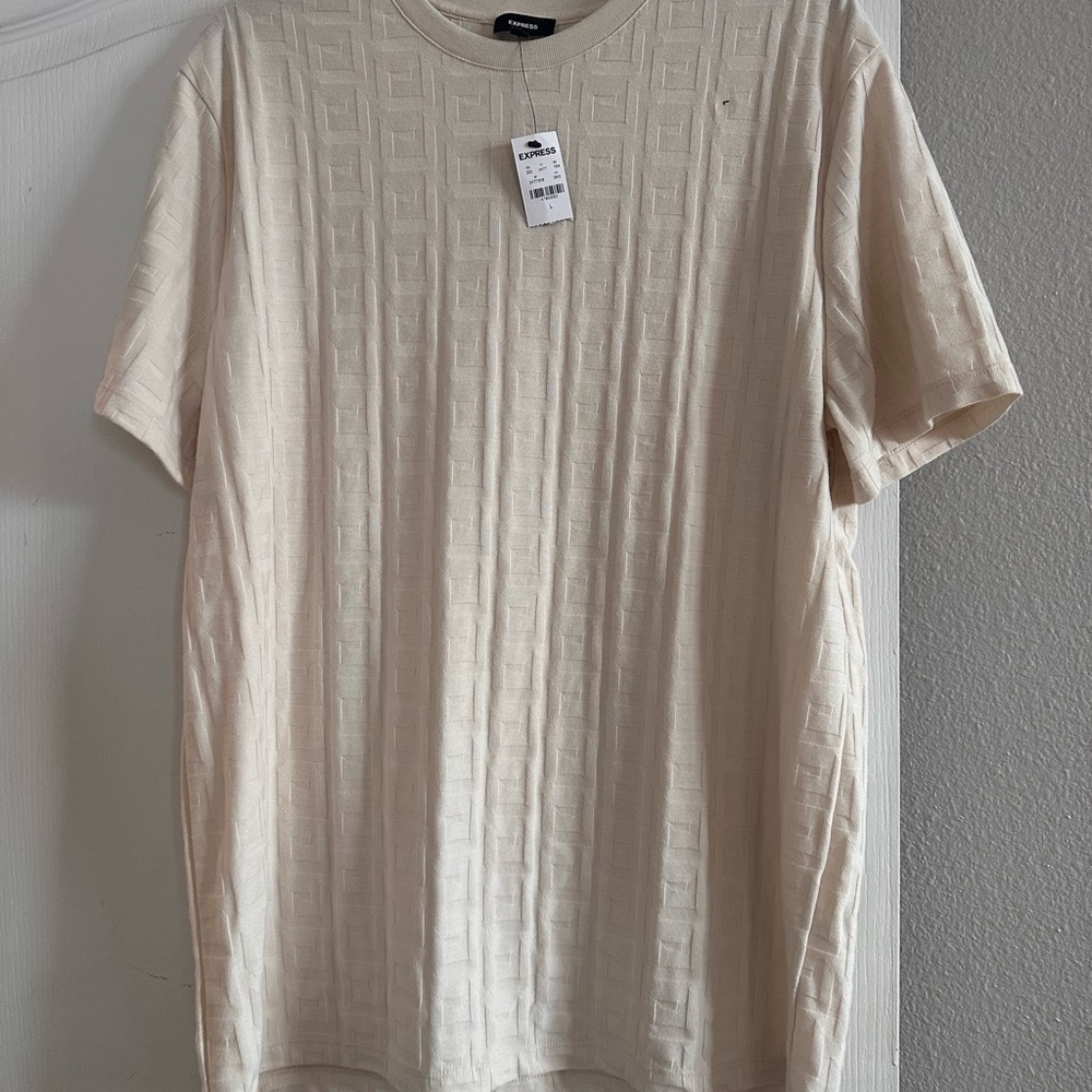Express Men's Beige Textured Tee